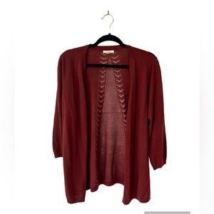 Maurices Rust 3/4 Sleeve Detailed Back Open Cardigan Size Medium